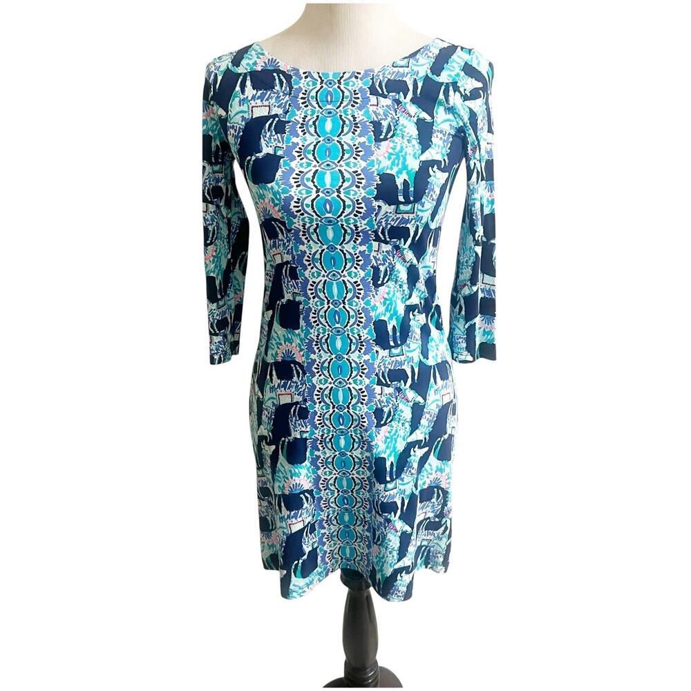 Lilly Pulitzer Beacon Alpaca My Bags Blue Mini Dress Size XXS Pima Cotton